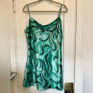 Silky green and blue patterened princess polly dress